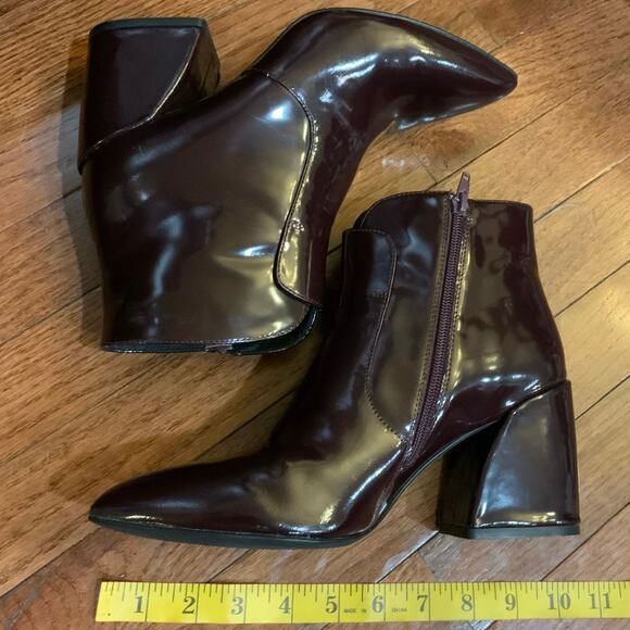 Jeffrey Campbell Ankle Booties Sz.8 Plum Block Heel patent leather Shine VGUC - Picture 8 of 15